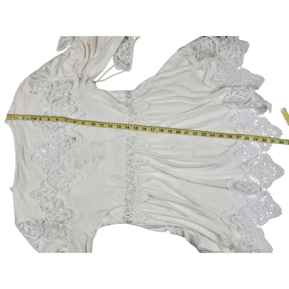 Womens Pol White Tunic Top Size Small Victorian Romantic Flowy Shirt Blouse - Picture 4 of 6